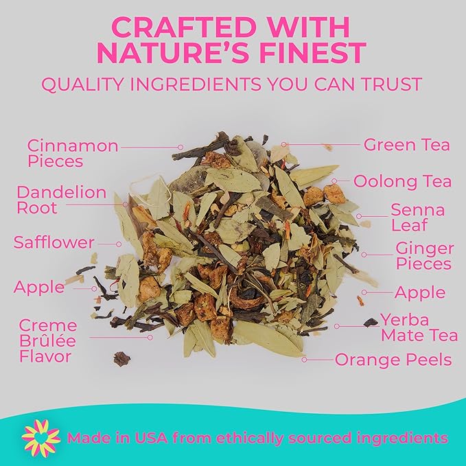 Katy’s Love Your Body Detox Tea | Green Tea, Ginger & Cinnamon | Lightly Caffeinated Herbal Wellness Blend | Crème Brûlée Flavor | Smooth & Comforting | 30+ Cups | Woman-Owned | 2.25oz Pouch-FlexoryFit
