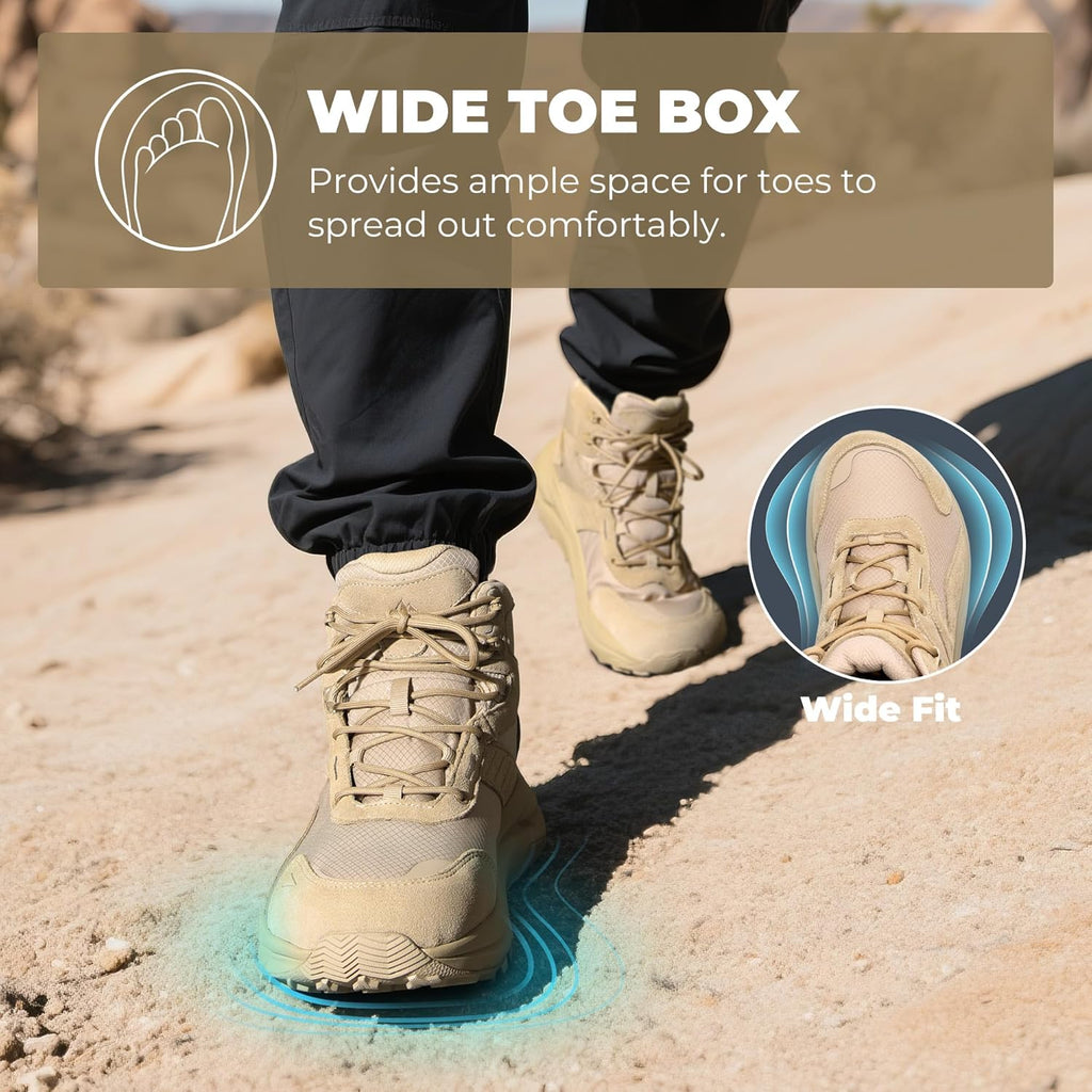 NORTIV 8 Men's Wide Toe Box Hiking Boots Low Drop Waterproof Outdoor Trekking Camping Shoes for Plantar Fasciitis Bunion Katahdin