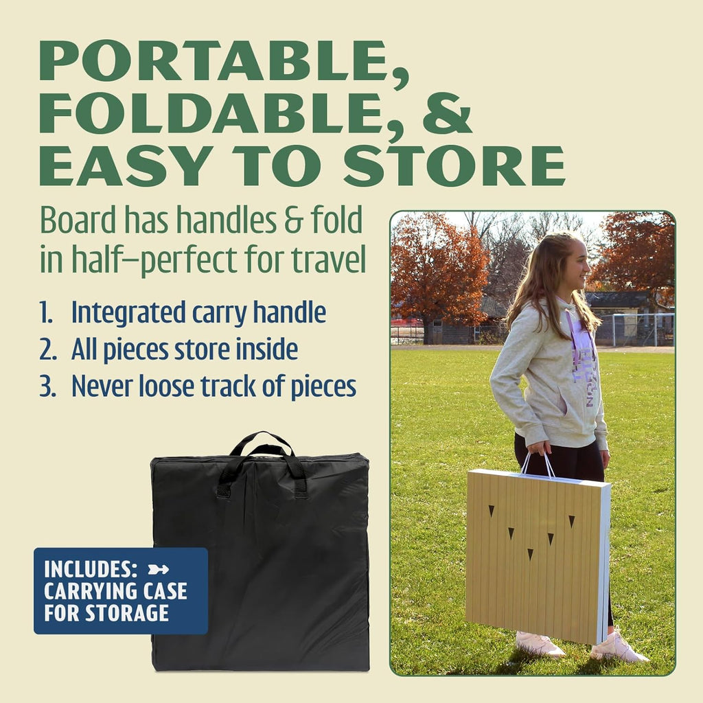 Driveway Games Bean Bag Toss Lawn Bowling Set for Adults & Kids - Indoor Outdoor Backyard Lawn Game - Includes 1 Board, 10 Magnetic Pins, 3 Bean Bags and Carrying Case