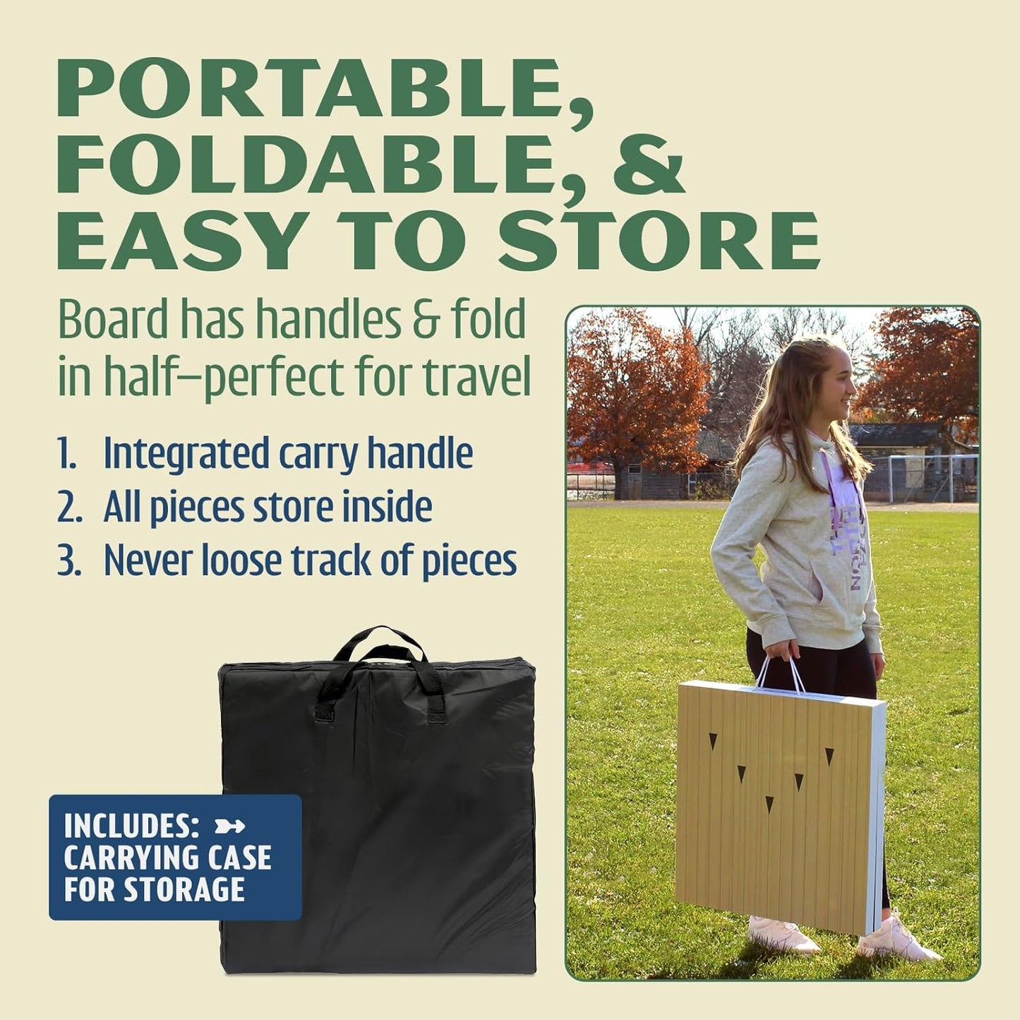 Driveway Games Bean Bag Toss Lawn Bowling Set for Adults & Kids - Indoor Outdoor Backyard Lawn Game - Includes 1 Board, 10 Magnetic Pins, 3 Bean Bags and Carrying Case