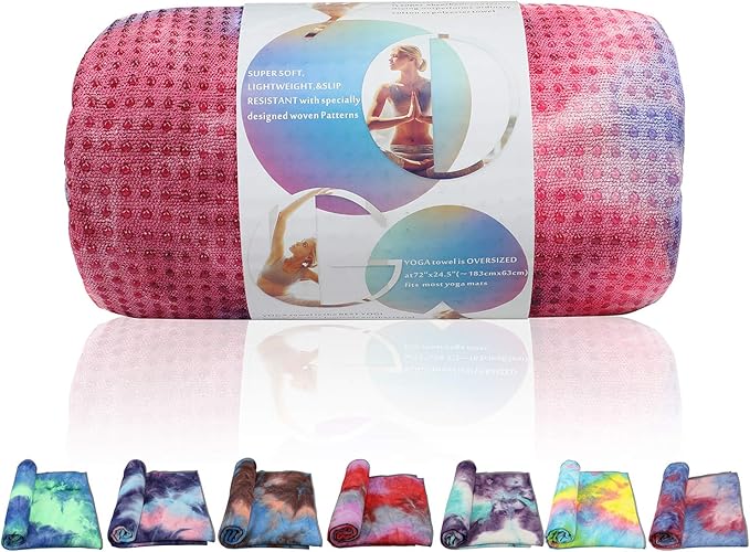 Yoga Towel, Non-Slip Hot Yoga Towel Anti-Slip Waffle Texture, 100% Absorbent Odorless Microfiber Yoga Blanket, Standard Size 72 x 24 x 0.2 inches Cushion Towel for Hot Yoga, Bikram, Pilates1-FlexoryFit