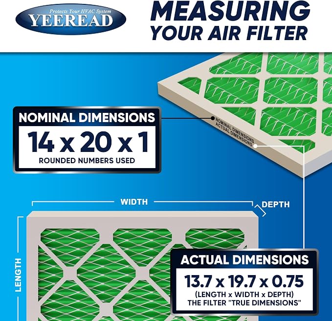 14X20x1 MERV 13 Air Filters, Actual Size: 13.70" x 19.70" x 0.75", Pleated - Image 2