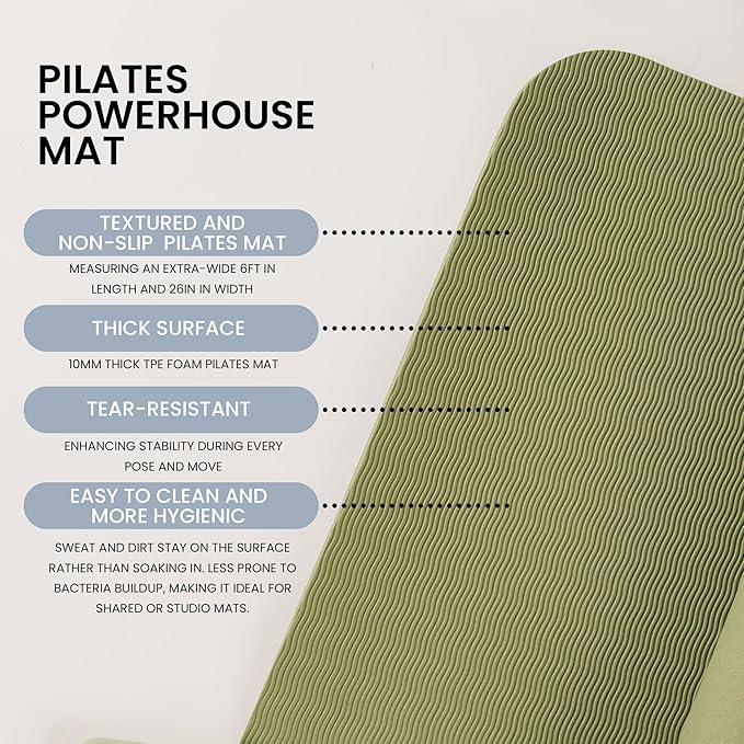 Lindywell Pilates Yoga Workout Mat Non Slip 6mm, 8mm, 10mm Thick - 6ft x 26in-FlexoryFit