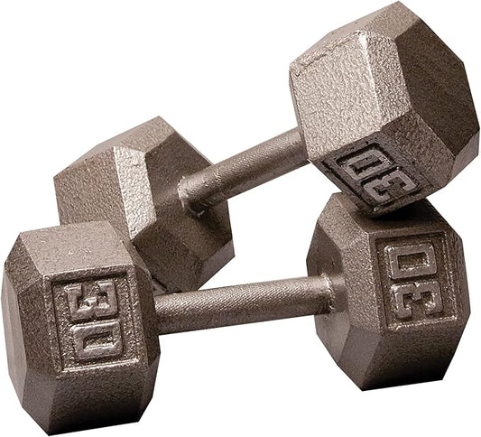 Body-Solid Cast Iron Hexagon Dumbbell, Hand Weights For Men and Women, Weight Dumbbells for Strength Training, Body Building Home Gym Training Gear-FlexoryFit