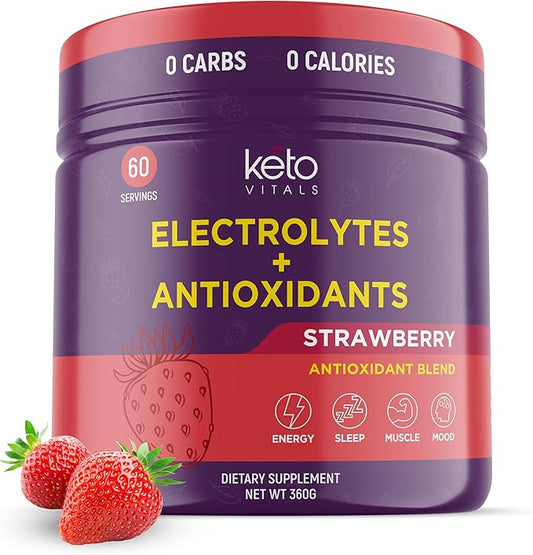 Keto Vitals Antioxidant Electrolytes Powder - Blend Electrolytes with Potassium, Magnesium, Sodium, Calcium | Keto Electrolytes Supplement Energy Drink Mix | Sugar-Free, Zero Calories, Zero Carbs-FlexoryFit