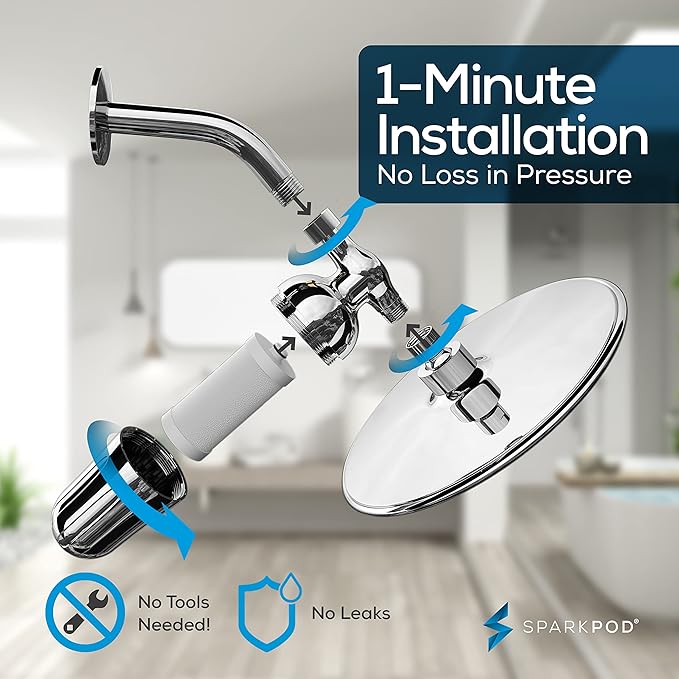 SparkPod Ultra Shower Filter Cartridge - High Output Shower Head Filter Cartridge Replacement - Unique Filtration Method Removes Up To 95% of Chlorine, Heavy Metals, Sediments & Impurities (1 Piece)