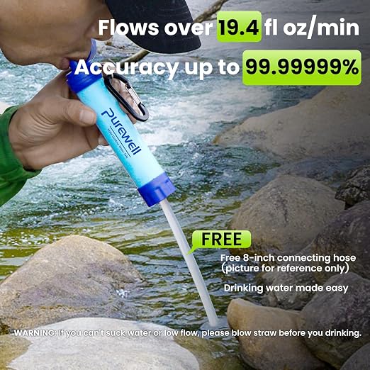 Purewell Outdoor Water Filter Personal Water Filtration Straw Emergency - Image 4