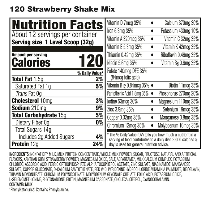 HMR 120 Shake Meal Replacement Powder | Strawberry Shake Mix to Support Healthy Weight Loss | 12g of Protein | Nutritional Drink | Low Calorie Food | 12 Servings-FlexoryFit