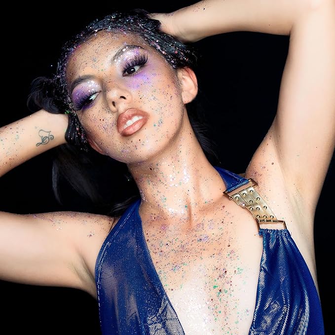 10 Colors Body Glitter,Face Glitter Makeup for Kids Women,Sparkly Chunky Hair Glitter for Eye Lip Hair Nails,Mardi Gras Glitter Makeup Face Paint,Singer Concerts Disco Rave Festival Accessories-FlexoryFit