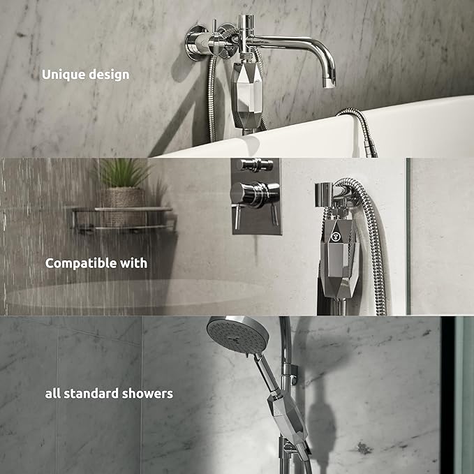 Tappwater ShowerPro Diamond - Shower Filter. Filters Limescale, Chlorine and +70 substances. Unique Design. 4-Stage Filtration and KDF-55 Technology for Soft Skin and Strong Hair. 6 Months - 20.000L