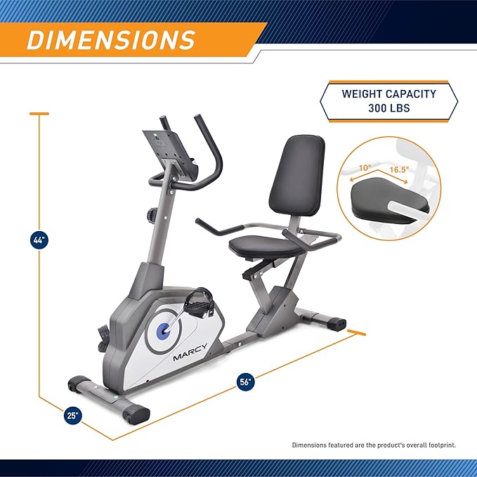 Marcy Magnetic Recumbent Exercise Bike with 8 Resistance Levels-FlexoryFit