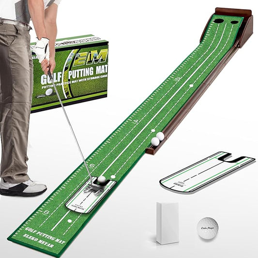 Putting Green Putting matt for Indoors Golf Putting Mat - Indoor Putting with Ball. Putting matt for Golf Practice, Portable and Easy to Clean. Great Gift