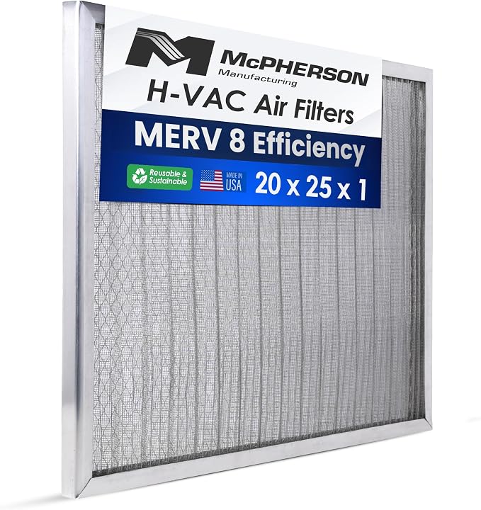 McPherson Reusable Air Filter 25x20x1 | Washable MERV 8 | Made in USA Metal by McPhersonManufacturing