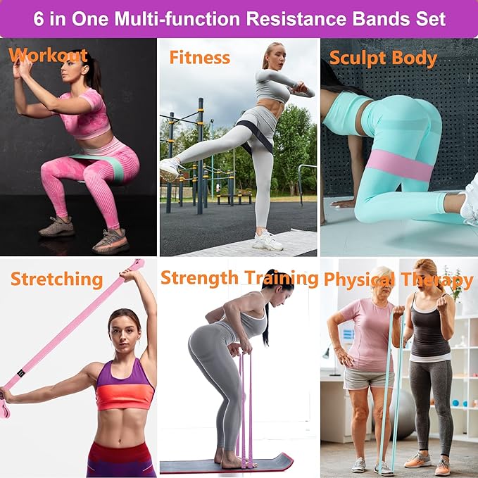 Fabric Resistance Bands for Working Out, 3 and 4 Levels Booty Bands Long Resistance Bands for Women and Men | Elastic Bands for Exercise Bands Resistance Workout Bands Resistance-FlexoryFit