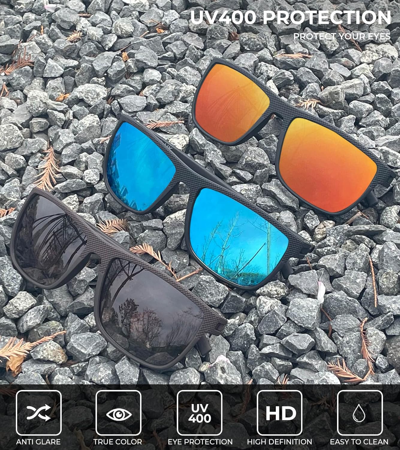 KALIYADI Polarized Sunglasses for Men, Lightweight Sun Glasses with UV Protection for Driving Fishing Golf