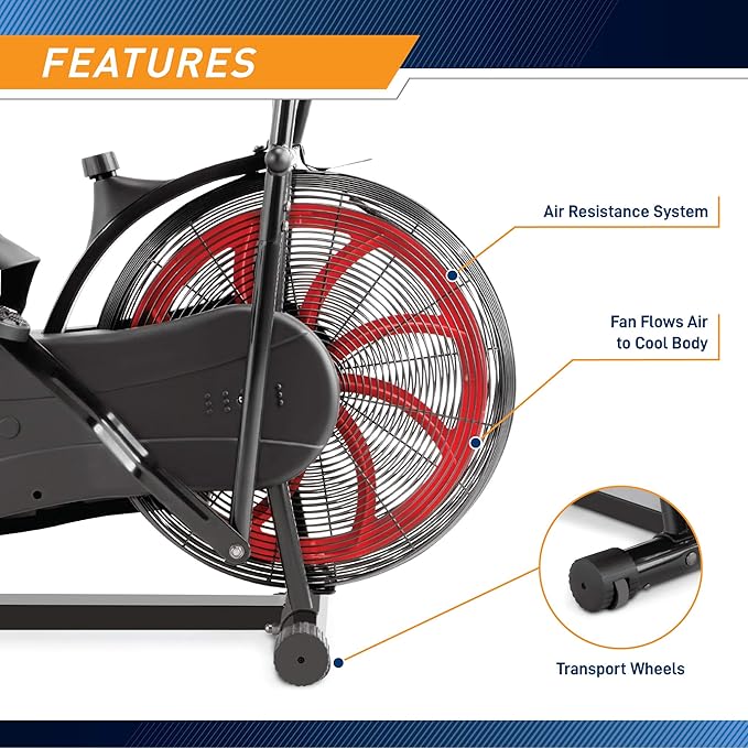 Marcy Air-Resistance Exercise Fan Bike With Dual Acction Handlebars-FlexoryFit