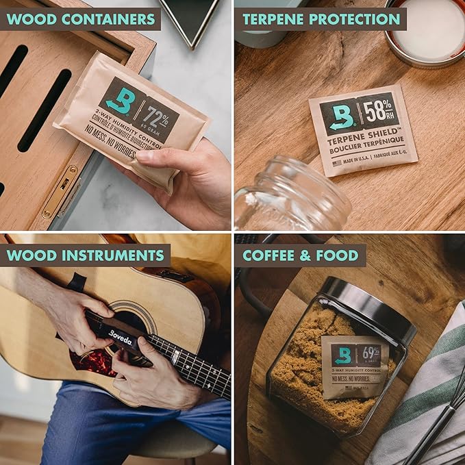 Boveda 58% Two-Way Humidity Control Packs For Storing 1 lb – Size 67 – 20 Pack – Moisture Absorbers for Storage Containers – Humidifier Packs – Hydration Packets in Resealable Bag