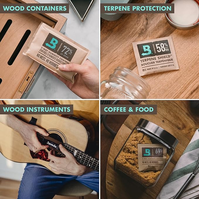 Boveda 58% Two-Way Humidity Control Packs For Storing 1 oz – Size 8 – 10 Pack – Moisture Absorbers for Small Storage Containers – Humidifier Packs – Hydration Packets in Resealable Bag