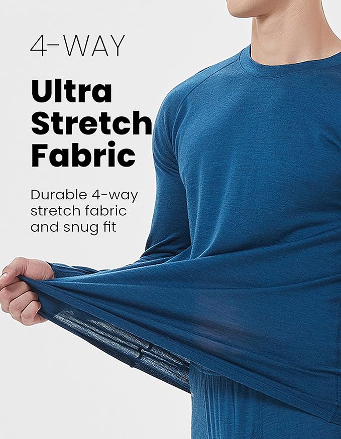 Iguana Mens 100% Merino Wool Base Layer Sets for Ski Lightweight Thermal Underwear-FlexoryFit