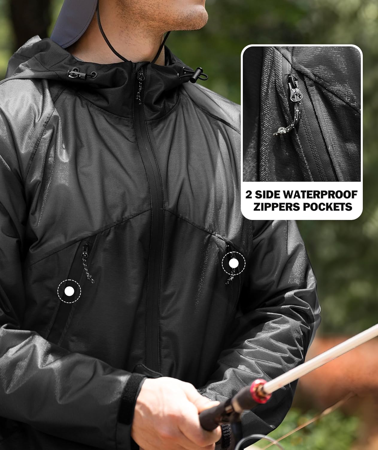 SWISSWELL Mens Lightweight Rain Jackets Raincoat with Hood Waterproof Windbreaker Jackets for Cycling Golf Fishing Running