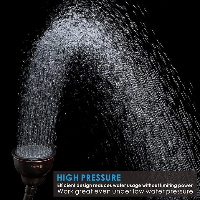 Voolan High Pressure Shower Head with Shower Arm - 5 Function Rain Shower Head - Comfortable Shower Experience Even at Low Water Flow - Oil-Rubbed Bronze