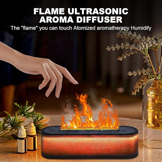 Colorful Volcano Diffuser Humidifier: 260ml Aromatherapy Essential Oil Diffusers Ultrasonic Volcano Humidifier with Remote Control Waterless Auto Off 7 Colors Night Light for Gym(Full Crack Flame)
