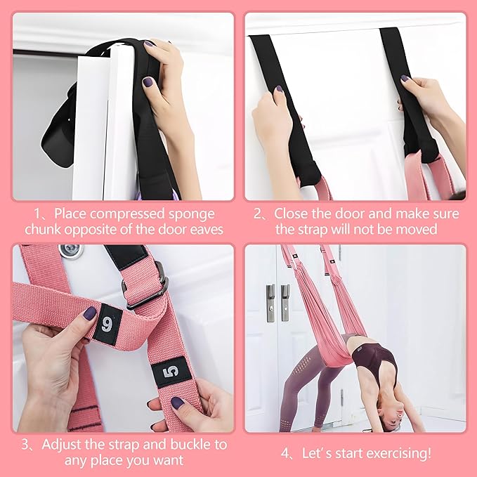 Leg Stretcher Strap, Stretching Equipment with Door Anchor Flexibility Trainer Backbend Assist for Dance Aerial Yoga Ballet Leg Stretching Exercise-FlexoryFit
