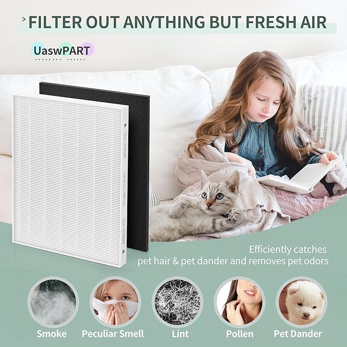 Aera Max 300 HEPA Filter Replacement Compatible with Fellowes Aeramax 290/300/DX95 Purifiers HEPA Air Pu-rifier Filter 9287201, Also Fit AP-300PH HF-300, 4 HEPA & 8 Carbon Pre-Filter
