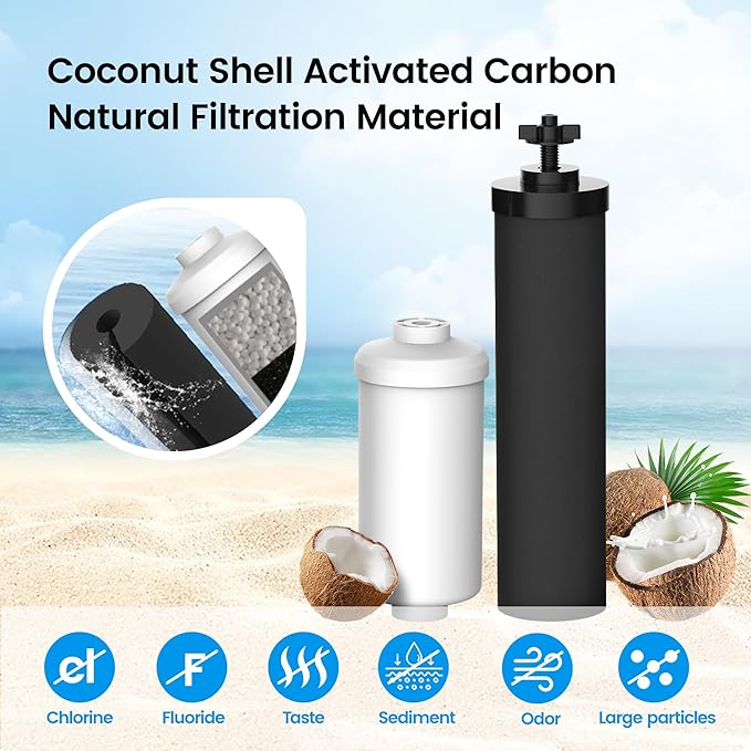 Filterlogic NSF/ANSI 372 Certified Water Filter, Replacement for Berkey® Black Filters (BB9-2®) & Fluoride Filters (PF-2®) Combo Pack