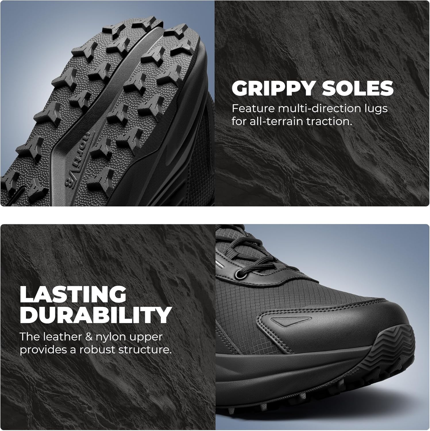 NORTIV 8 Men's Wide Toe Box Hiking Boots Low Drop Waterproof Outdoor Trekking Camping Shoes for Plantar Fasciitis Bunion Katahdin
