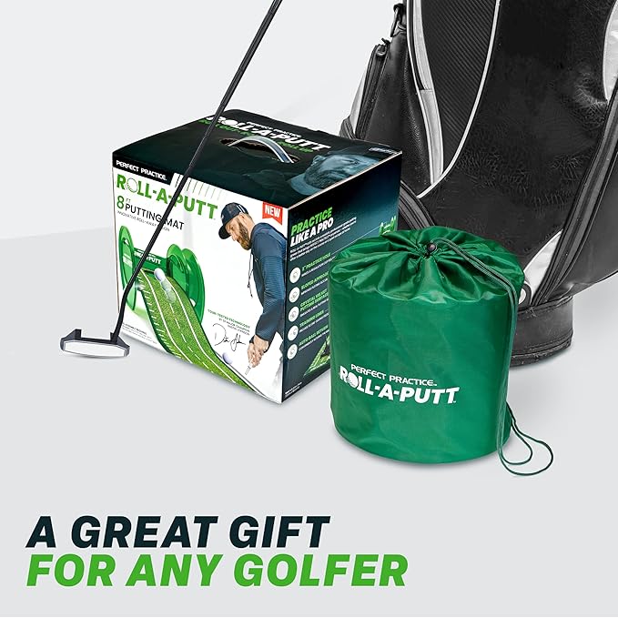Perfect Practice Golf Putting Mat - Portable Putting Green, Indoor & Outdoor Practice, with Ball Return - Golf Training Aid for Home, Office, Backyard - Golfing Gifts for Men