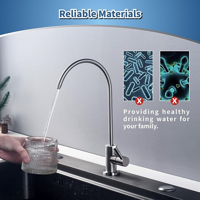 Water Filter for Sink Faucet, Kitchen Water Faucet for Non-Air Gap Reverse Osmosis Water Filtration System Bar Sink Faucet SUS304 Stainless Steel Brushed Nickel