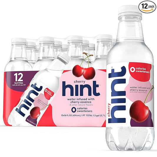 Hint Fruit-Infused Bottled Water, Cherry - Sugar Free Flavored Water with Zero Calories, Naturally Flavored, and No Artificial Sweeteners - 16 Fl Oz (Pack of 12)-FlexoryFit