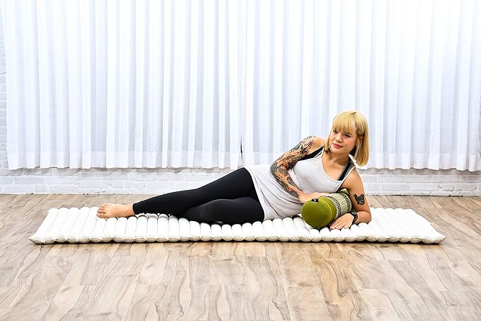 Leewadee Small Yoga Bolster – Shape-Retaining Cervical Neck Roll, Tube Pillow for Comfortable Reading, Kapok Filling, 22 x 6 x 6 inches-FlexoryFit