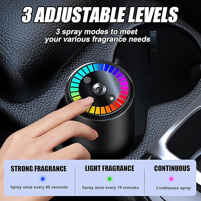 Smart Car Air Freshener, Car Air Freshener Diffuser with Starry Sky Projection and 50ml Perfume, Cars Scent Diffuser with RGB Music Syncing Light, 3 Mode Adjustable Auto On/Off Cars Diffuser, Cologne