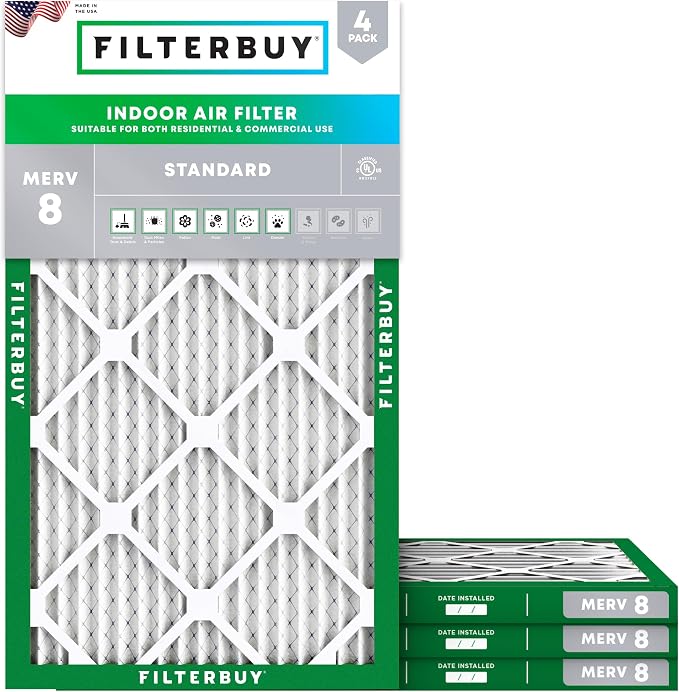 Filterbuy 20x32x1 Air Filter MERV 8 Essential Dust & Allergy Defense, by Filterbuy