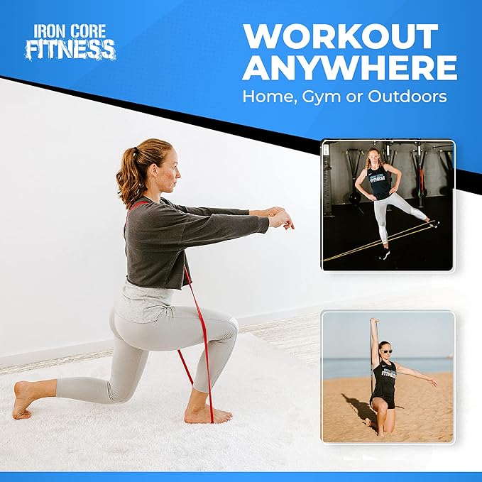 Pull Up Assistance Resistance Bands - Long Loop Power Bands for Men and Women - Strength Power Flexibility Training at Home & Gym - Ebooks & Workout Chart Included by Iron Core Fitness-FlexoryFit