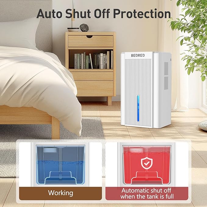 Dehumidifier,95OZ Dehumidifier for Home 1000 Sq.Ft - Quiet with Auto Shut Off & Relaxing 7 Color Ambient Light,Ideal for Livingroom, Bedroom, Basement(White)