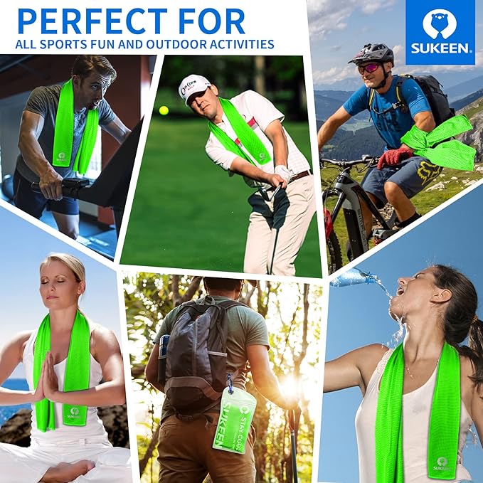 Sukeen 12 Pack Cooling Towel (40"x12"), Ice Towel Sets,Soft Breathable Chilly Towel,Microfiber Towel for Yoga,Sport,Running,Gym,Workout,Camping,Fitness,Workout-FlexoryFit