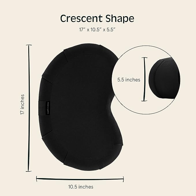 Retrospec Sedona Zafu Meditation Cushion Filled w/Buckwheat Hulls - Yoga Pillow for Meditation Practices - Machine Washable 100% Cotton Cover & Durable Carry Handle, Crescent, Black-FlexoryFit