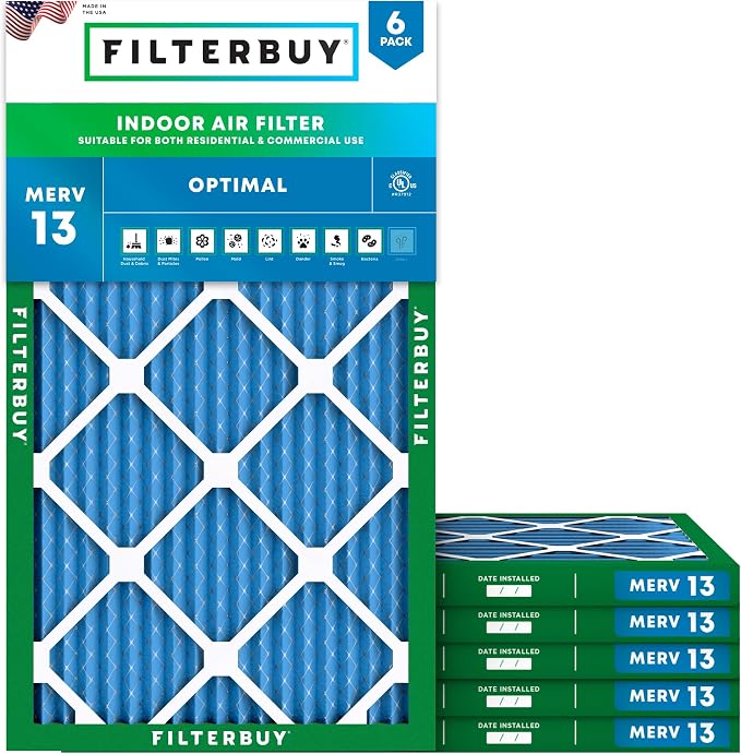 Filterbuy 11.25x23.25x1 Air Filter MERV 13 Optimal Smoke & Allergy Defense by Filterbuy