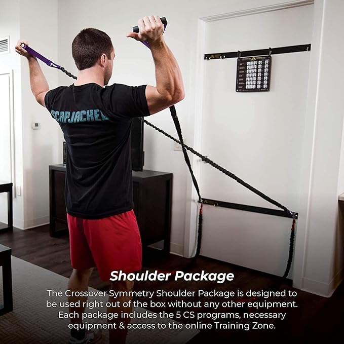 Crossover Symmetry Shoulder System Includes Two Sets of Resistance Bands Attachments Training Guide Exercise Chart Online Workouts for Home Fitness Rehab Rotator Cuff Exercises-FlexoryFit