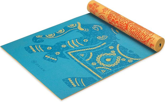 Gaiam Yoga Mat - Premium 6mm Print Reversible Extra Thick Non Slip Exercise & Fitness Mat for All Types of Yoga, Pilates & Floor Workouts (68" x 24" x 6mm Thick)-FlexoryFit