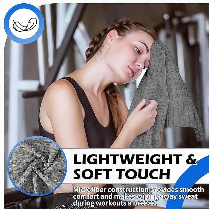HOMERHYME Microfiber Gym Towels, 3 Pack Sweat Towels, 16 x 27 Inch Quick Dry Hand Towels, Absorbent Yoga Towels for Home Gym Bag, Beach Travel Sport Towel, Workout Equipment for Men & Women-FlexoryFit