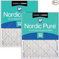 Nordic Pure 16x24x1 (15 1/2 x 23 1/2 x 3/4) Pleated Air Filters MERV 14 Plus Carbon 2 Pack