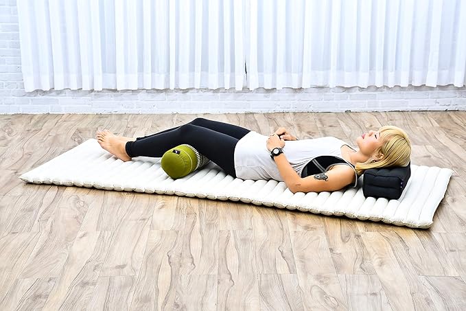 Leewadee Small Yoga Bolster – Shape-Retaining Cervical Neck Roll, Tube Pillow for Comfortable Reading, Kapok Filling, 22 x 6 x 6 inches-FlexoryFit