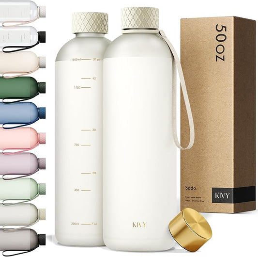 KIVY Slim Water Bottle 50oz [Lightweight & Shatterproof] - Reusable Tritan Water Bottle - Leak Proof Water Bottle for Women & Men - No Spill - Dishwasher Safe - BPA Free-FlexoryFit