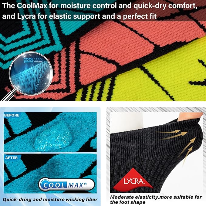 Hylaea Quarter Athletic Running Socks No Blister, Cushion Moisture Wicking Socks for Cycling Sport-FlexoryFit