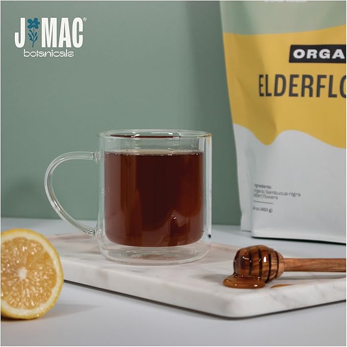 J Mac Botanicals Organic Elderflower, Herbal Tea - 16 ounces-FlexoryFit