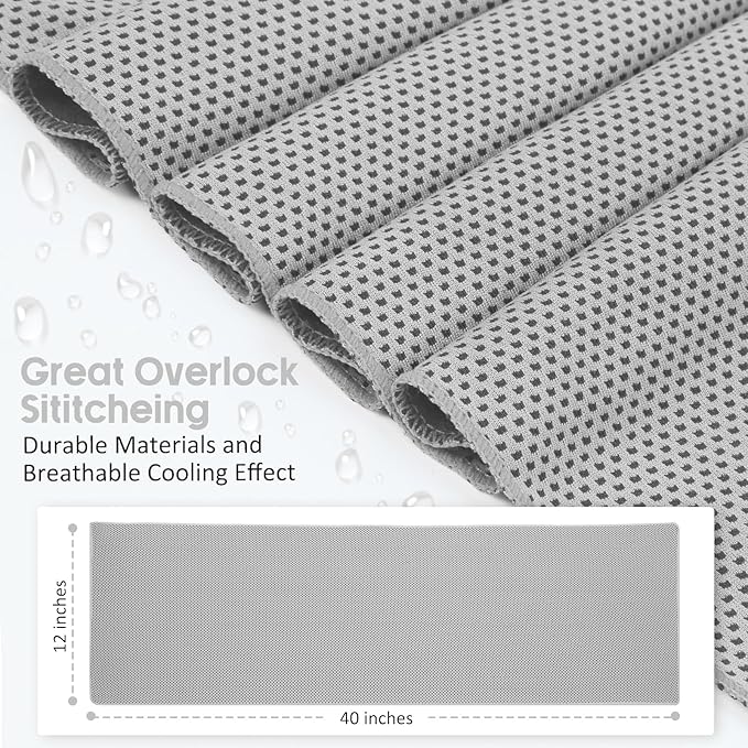 Cooling Towels 20 Pack, 40"x 12" Cooling Rags Neck Wraps for Sports with Carrying Pouch, Gym Cooling Neck Towels for Hor Weather, Sweat, Fitness, Travel-FlexoryFit